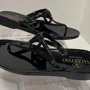Valentino Garavani VLogo Jelly Thong Sandals – Black, Size 39